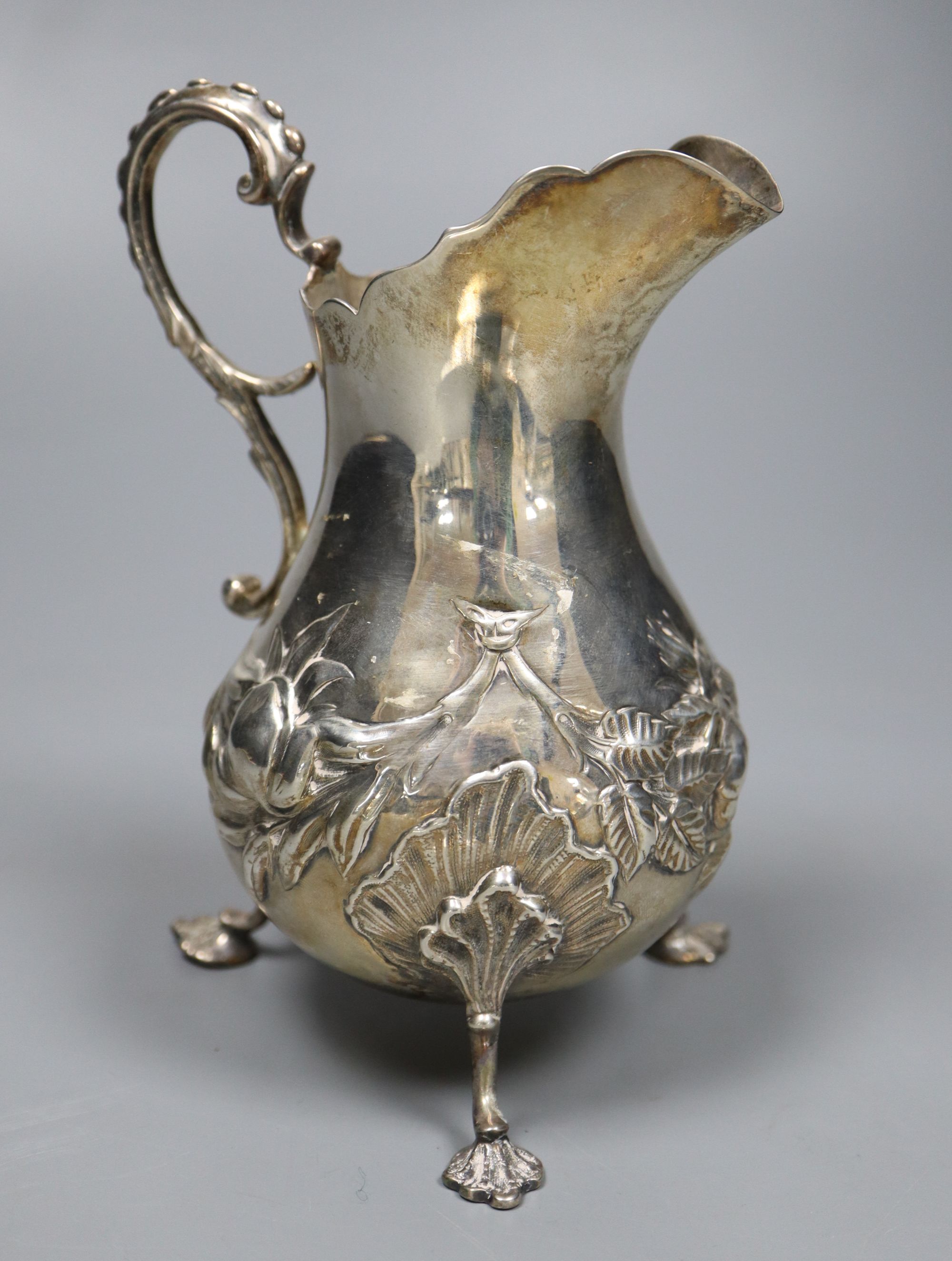 A William IV silver baluster cream jug, Charles Fox II, London, 1830, 14.5cm, 6.5oz.